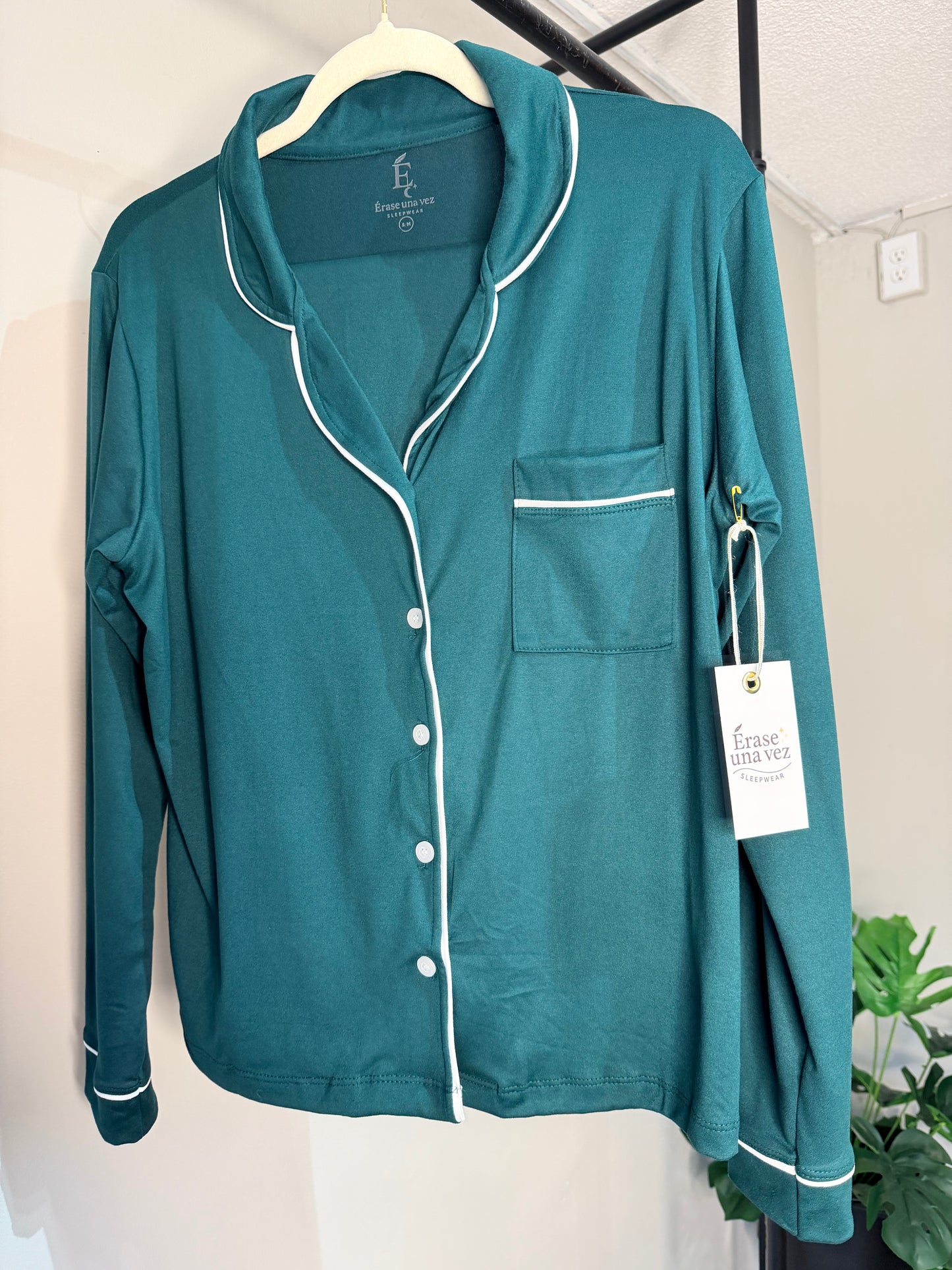 Pijama Pantalon verde oscuro manga larga
