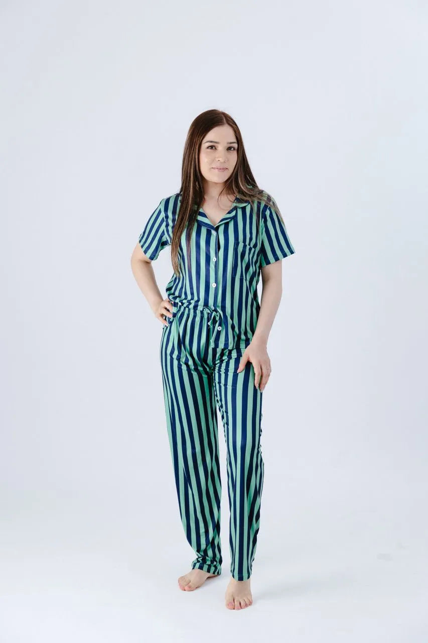 Pijama Pantalon Lineas Verde