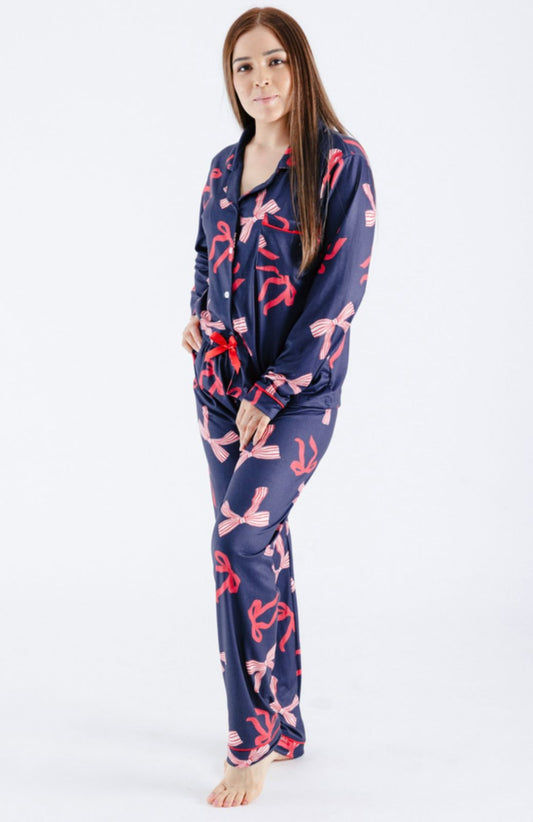 Pijama Navidad Azul Moños