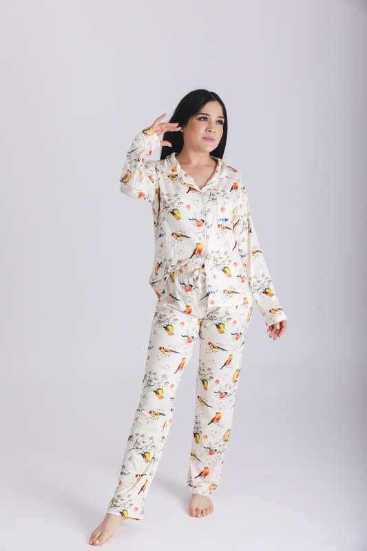 Pijama Pantalon pájaros otoño