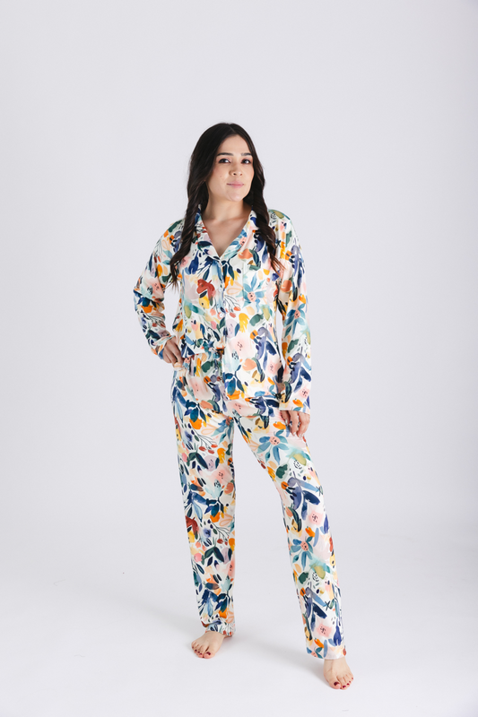 Pijama Pantalon flores otoño