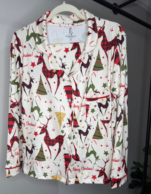Pijama beige con venados de cuadros