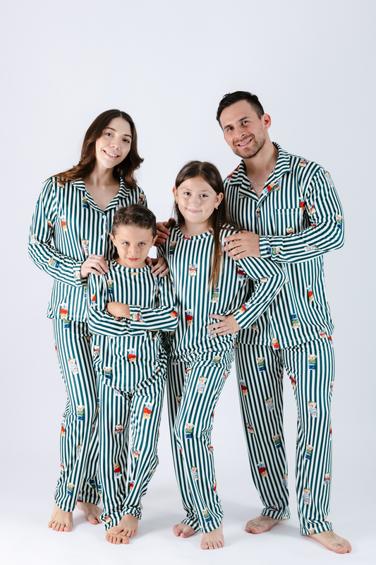 Pijama navidad rayas verde osos