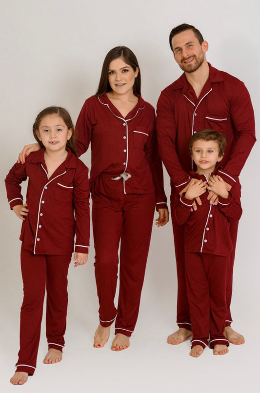 Pijama Pantalon manga larga color vino
