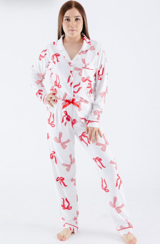 Pijama Navidad Blanca Moños