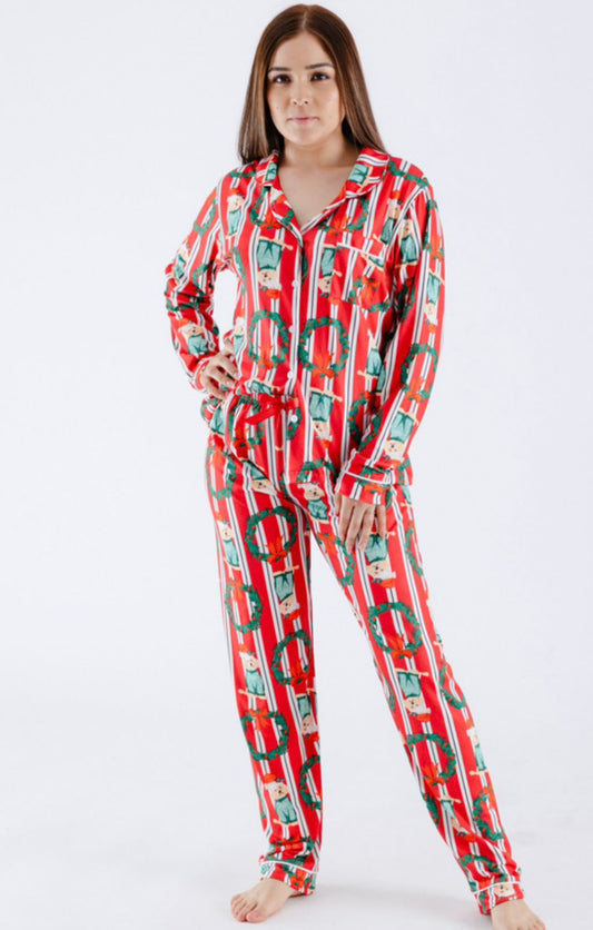 Pijama Navidad Lineas Rojo Perrito