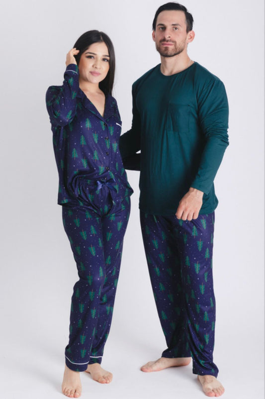 Pijama Navidad Azul con Pinos